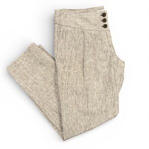 NWT Ann Taylor LOFT 100% Linen Pleated Front Mid-Rise Cropped Pant Brown/Tan 2